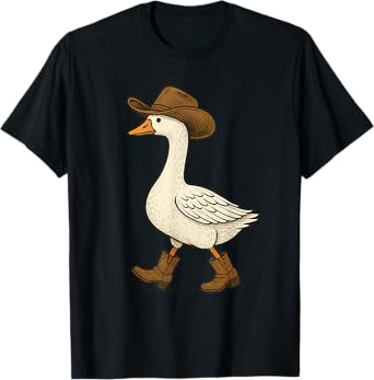 Cowboy Goose Funny Western Walking Boots Hat Humor Design T-Shirt