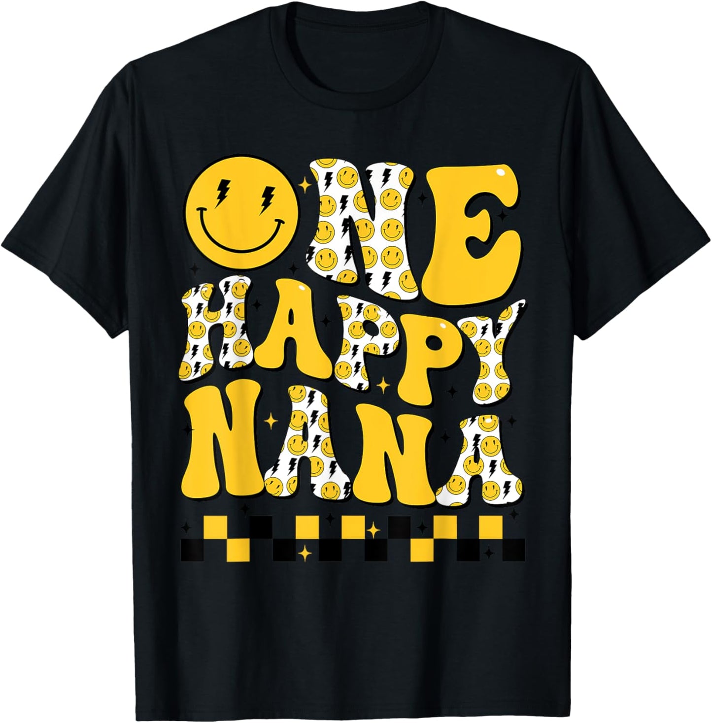One Happy Nana 1st First Smile Face Birthday Family Matching T-Shirt