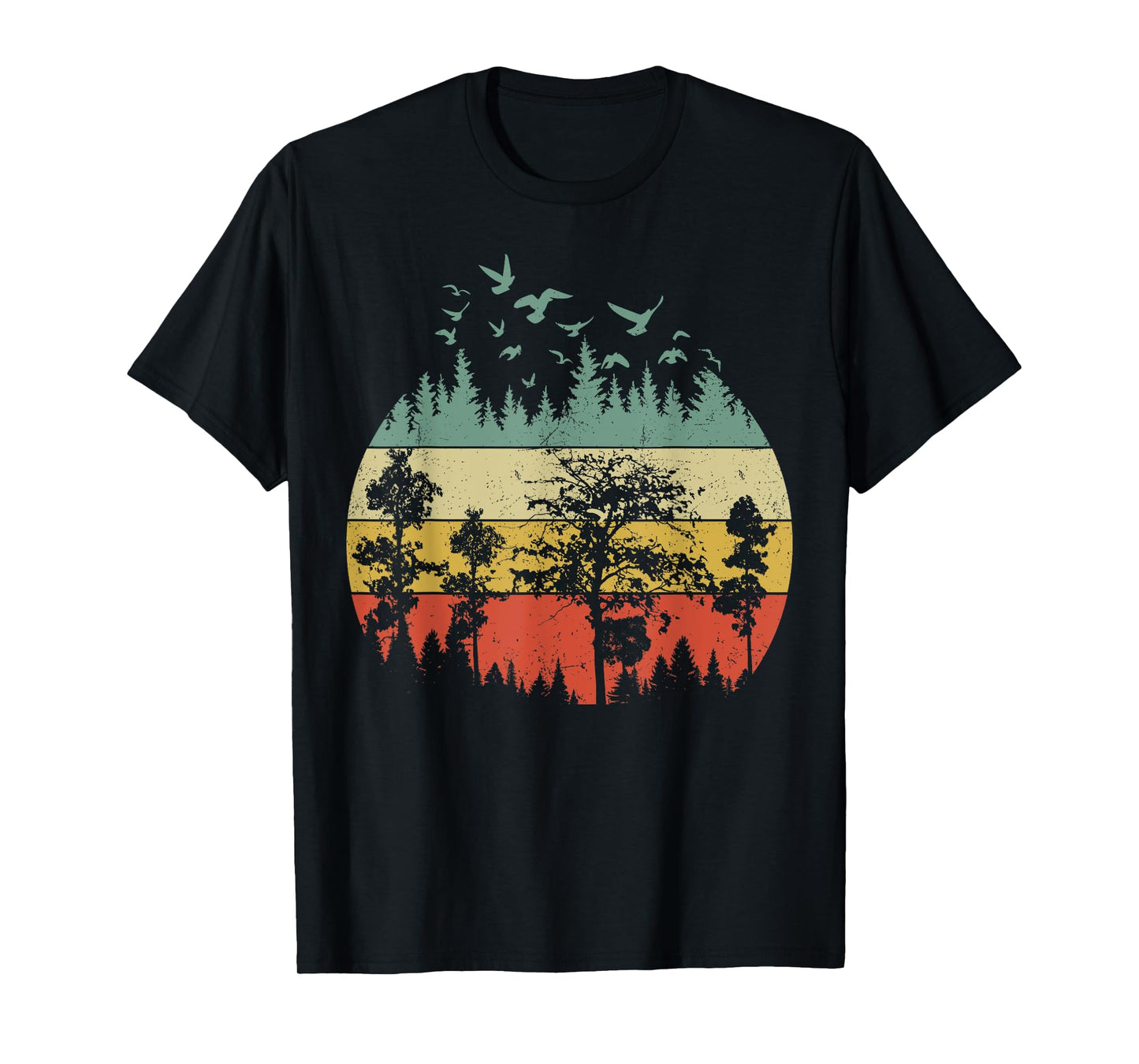 Retro Forest Wildlife Trees Outdoors Nature T-Shirt