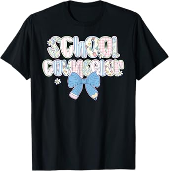 Coquette Bow School Counselor Happy First Day Back To School T-Shirt