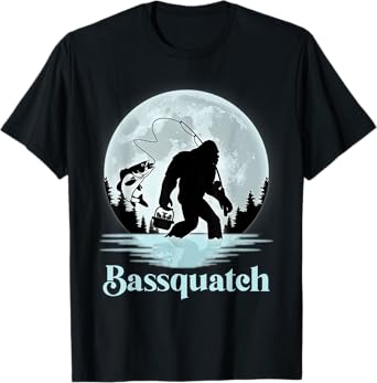 Bassquatch Funny Sasquatch Bigfoot Bass Fishing T-Shirt