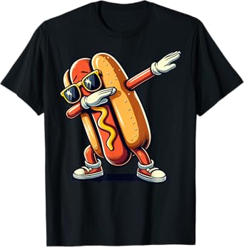 Cool Hot dog Dabbing Funny Fast Food Hotdog Lovers Toddler T-Shirt for Men Women Kids