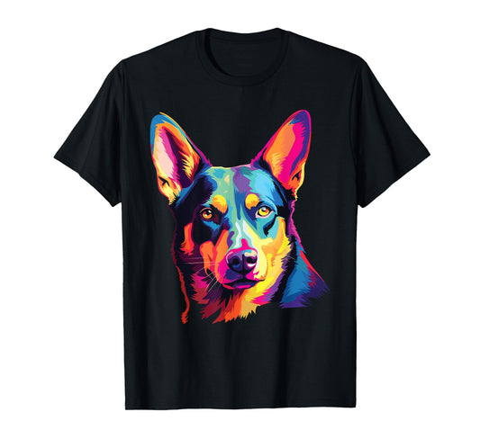 Watercolor Colorful Australian Kelpie Dog T-Shirt for Men Women Kids