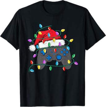 Christmas Video Game Controller Hat Santa Gamer Boy Teen Kid T-Shirt