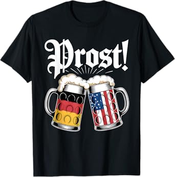 Prost Oktoberfest Cheers Beer USA Germany Flag Men Women T-Shirt