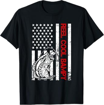 Mens Reel Cool Bampy Fishing Funny Grandpa Father's Day T-Shirt