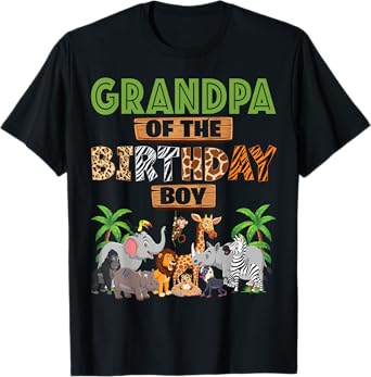 Wild Grandpa Of The Birthday Boy Zoo Safari Jungle Animal T-Shirt