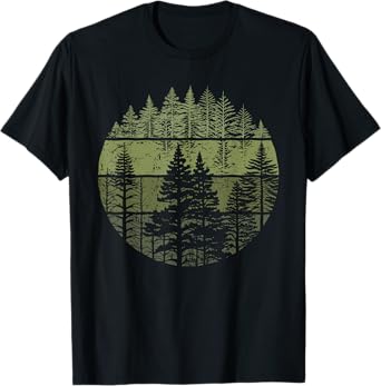 Retro Forest Trees Nature Outdoors Women Men Vintage Graphic T-Shirt