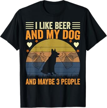 I Like Beer and My Dog And Maybe 3 People Funny Vintage Men Women T-Shirt