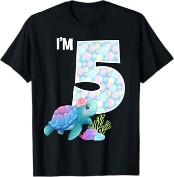 Sea Turtle Birthday I'm 5 Ocean Aquarium Theme 5th Birthday T-Shirt