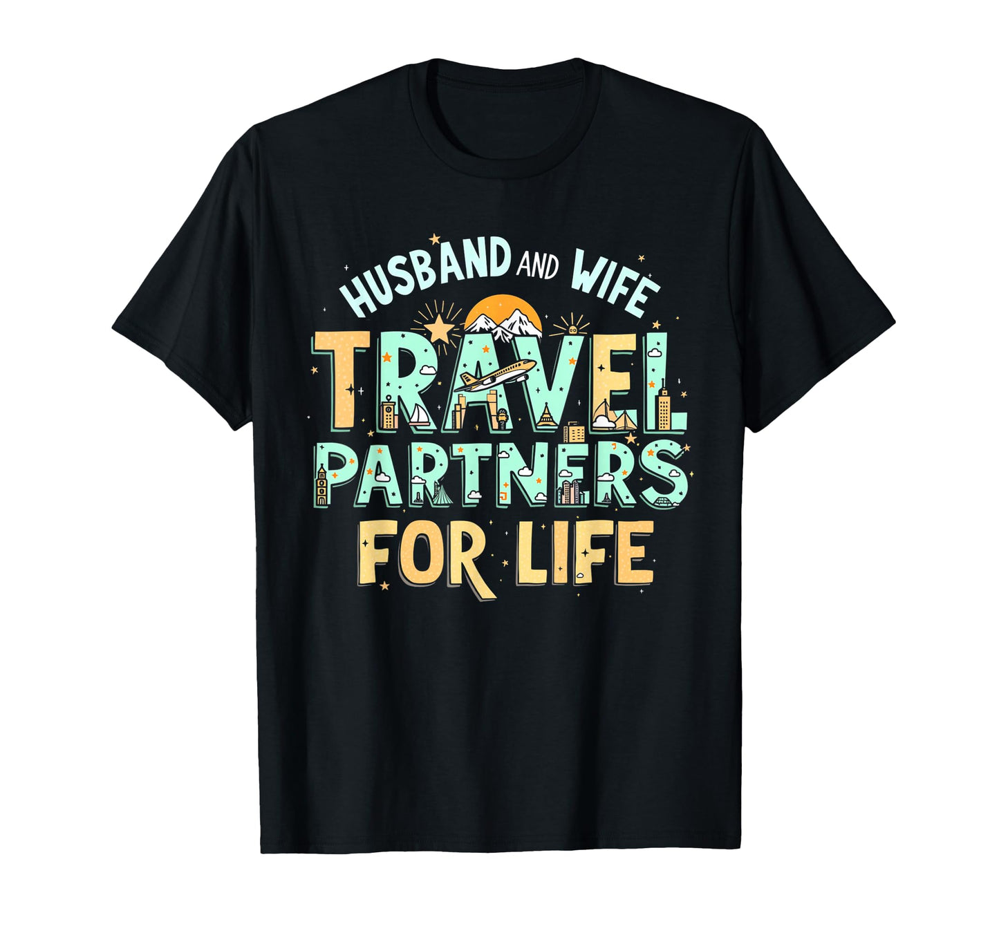 Husband And Wife Travel Trip Couples Matching Vacation T-Shirt