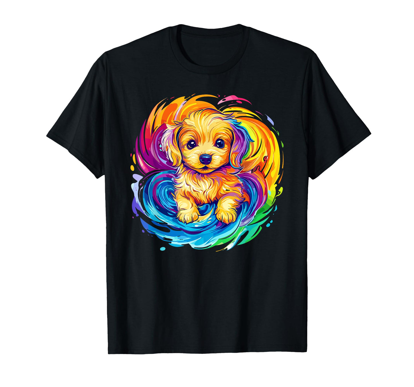Adorable Puppy Rainbow Swirl Fantasy T-Shirt