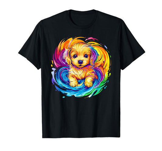 Adorable Puppy Rainbow Swirl Fantasy T-Shirt