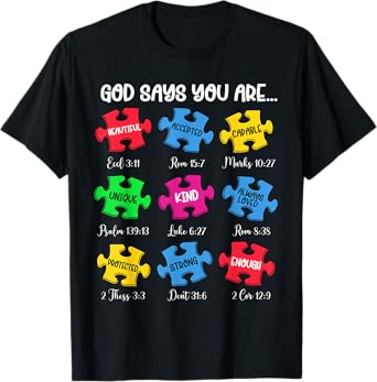 God Says You Are Bible Verses Christian Autism Awareness T-Shirt