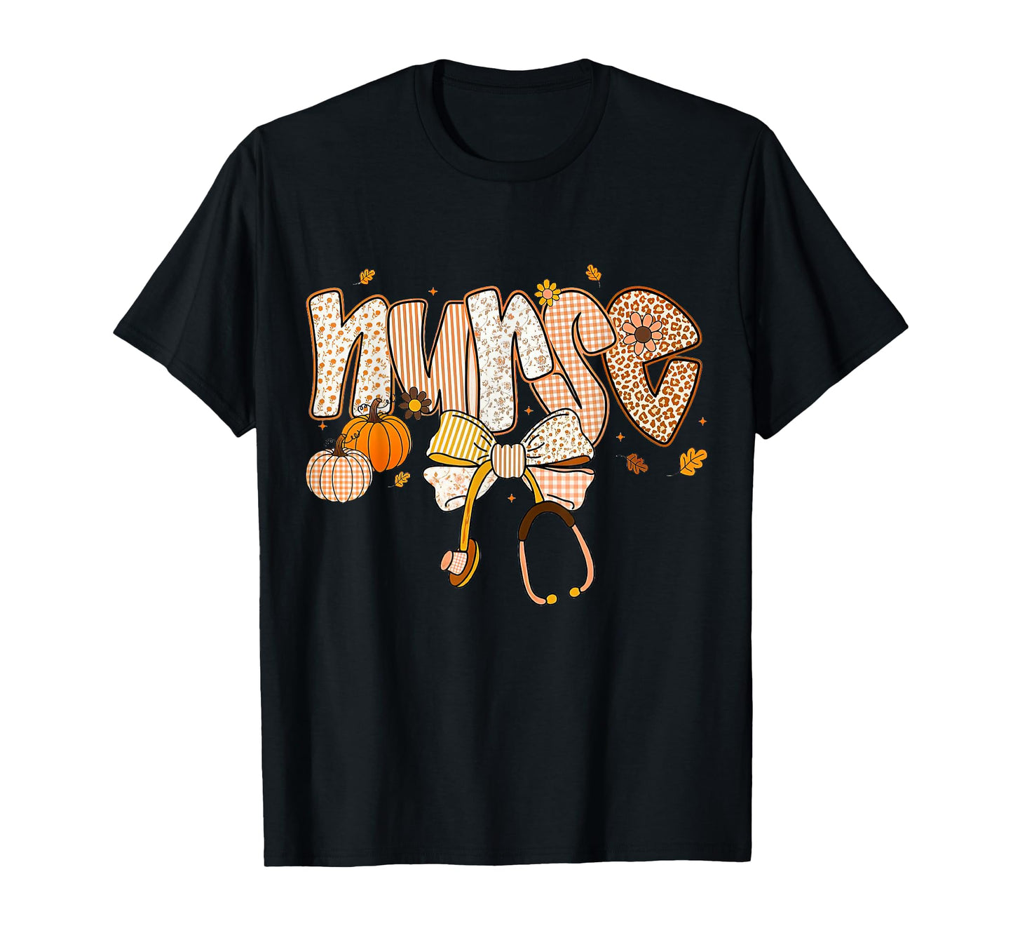 Retro Pumpkin Nurse Life Stethoscope Fall Autumn Nurse T-Shirt