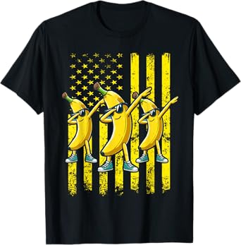 Dabbing Banana Retro American Flag Banana Lover Men Women T-Shirt