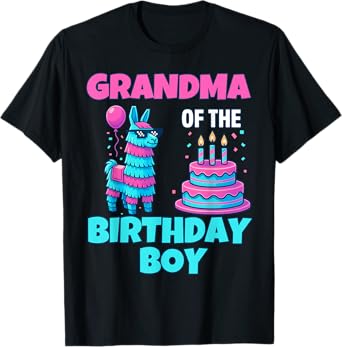 grandma Birthday Boy Llama Pinata Party family mathing women T-Shirt
