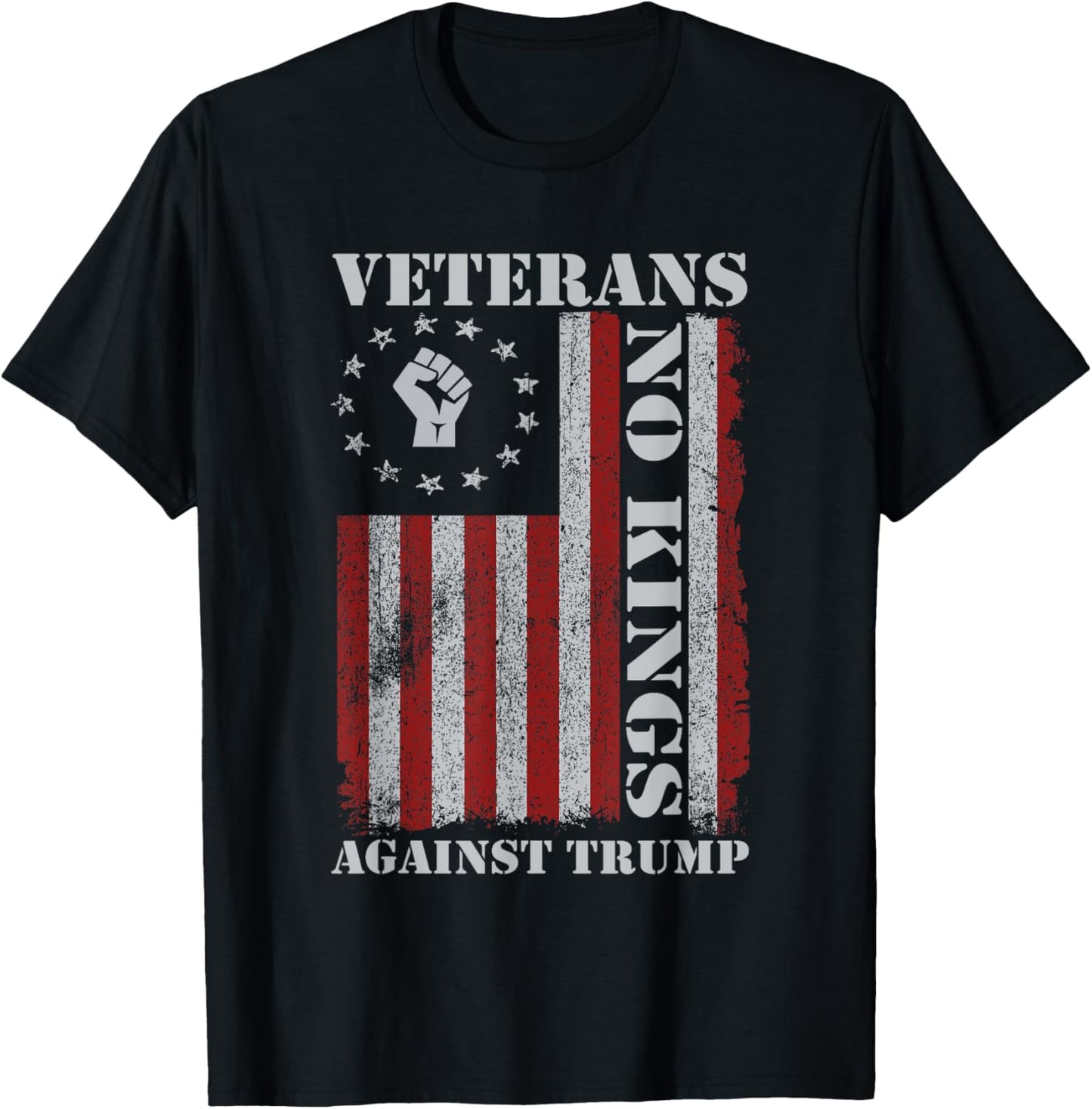 Military Veterans Protest USA Flag No Kings America Protest T-Shirt