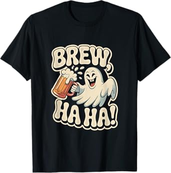Brew Haha Ghost Funny Halloween Beer Lover T-Shirt