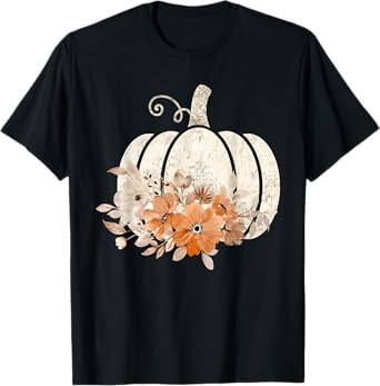 Fall Shirt Women Vintage Pumpkin Autumn Graphic Thanksgiving T-Shirt
