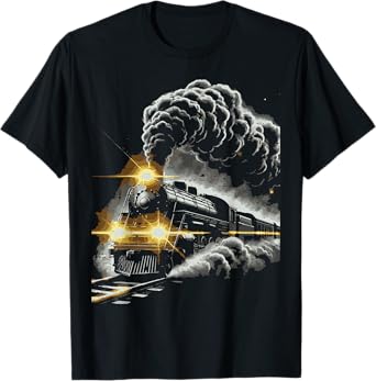 Steam Engine Train Vintage Locomotive Conductor Men Boys Kid T-Shirt