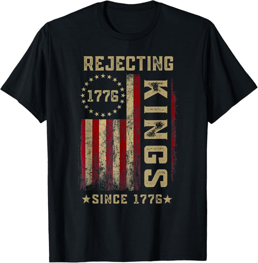 Rejecting Kings Since 1776 American Vintage Flag T-Shirt
