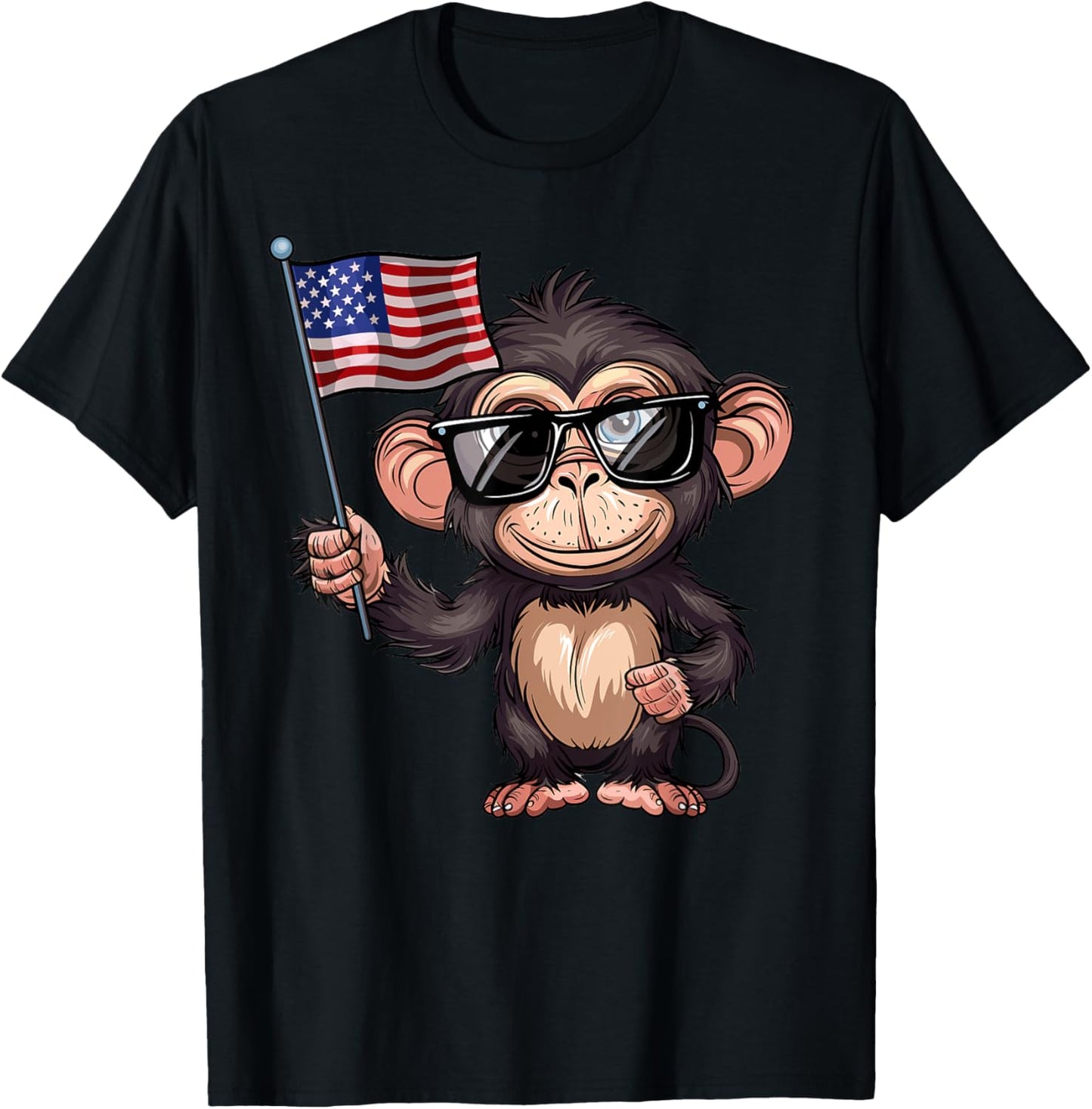 Monkey USA Flag - Funny Monkey Lovers 4th of July T-Shirt