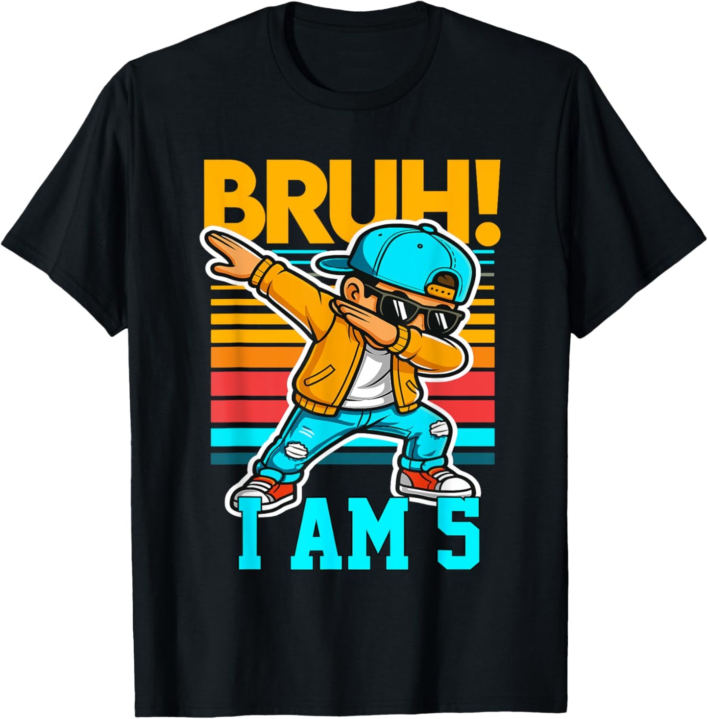 5 Year Old Birthday Boy Dabbing Bruh It's My 5th Birthday T-Shirt