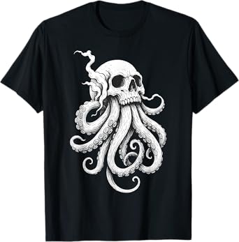 Cthulhu Kraken Skull Octopus Graphic Nautical Sea Monster T-Shirt