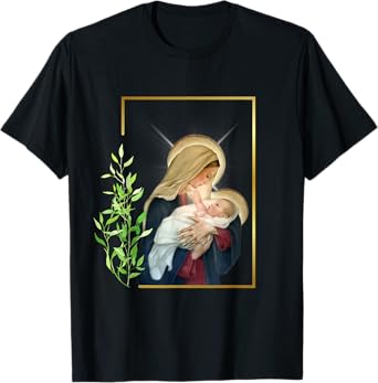 Blessed Holy Virgin Mary with Child Jesus - Rosary Catholic T-Shirt