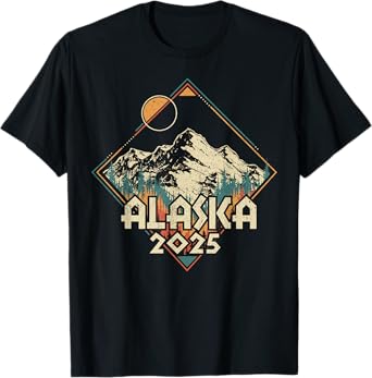 Retro Alaska 2025 Summer Vacation Trip Souvenir Matching T-Shirt