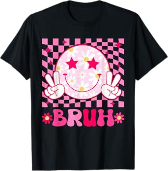 Groovy Bruh For Girls Kids Boys Smile Face T-Shirt