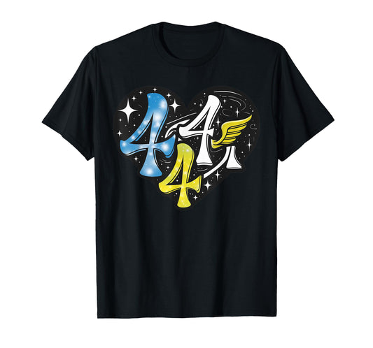 444 Angel Number Numerology Spirit Heart And Wings Of Angel T-Shirt