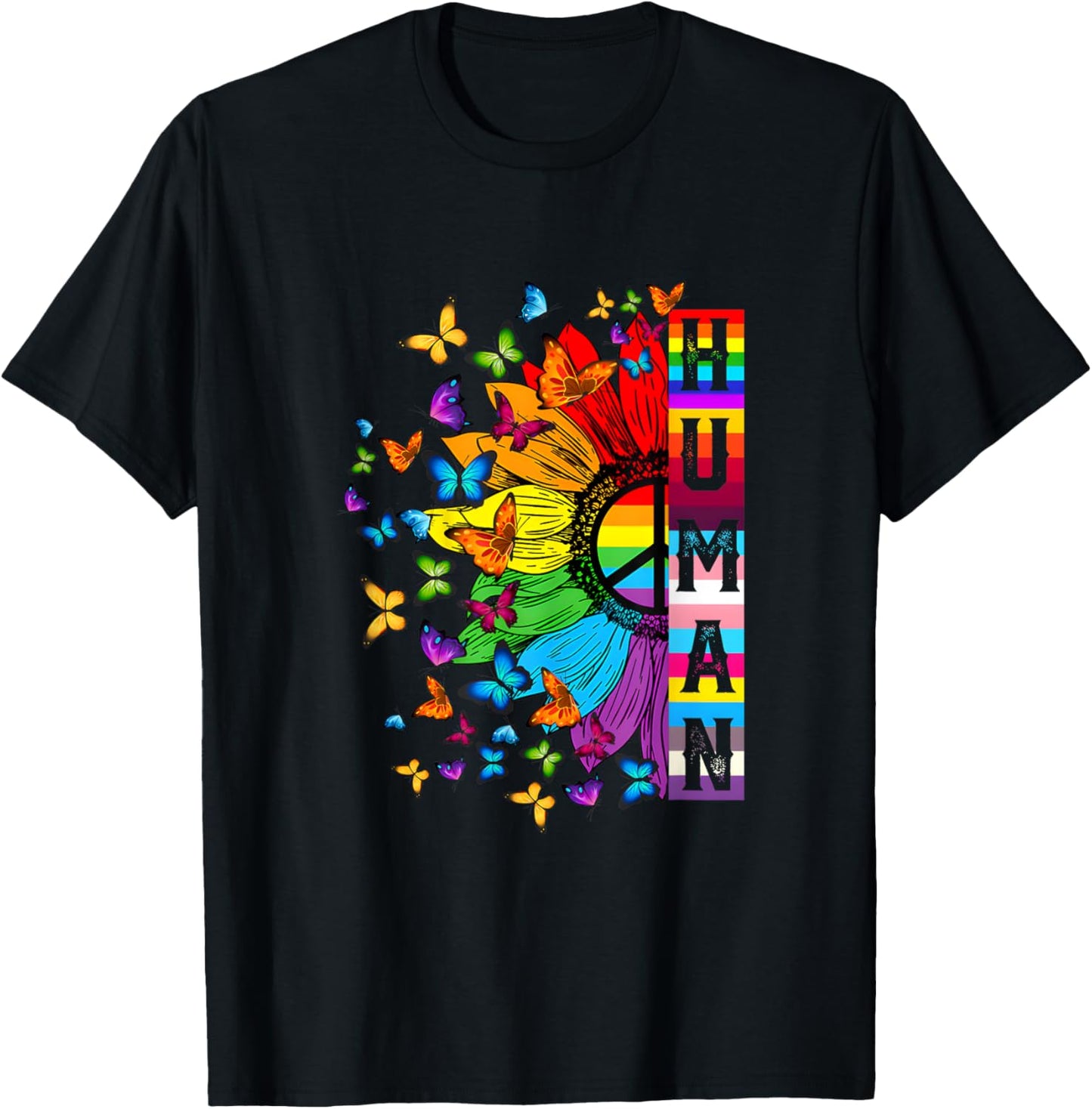Human Sunflower Rainbow LGBT Flag Gay Pride Proud LGBTQ Ally T-Shirt