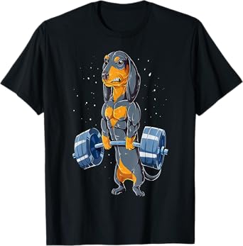 Dachshund Weightlifting Funny Bodybuilder Weight Lifter T-Shirt