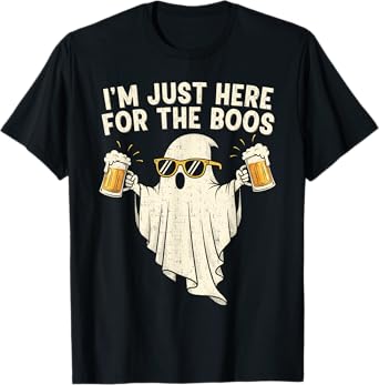 I’m Just Here for The Boos Funny Ghost Beer Funny Halloween T-Shirt