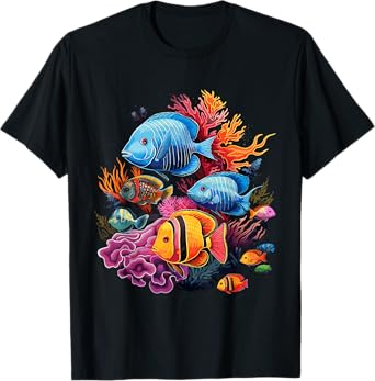 colorful tropical Fish on a coral reef Marine Life T-Shirt