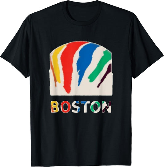 Colorful Boston T-Shirt with Rainbow Design