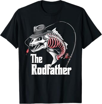 The Rodfather Fishing Dad Fish Skeleton Fisher Daddy Angler T-Shirt