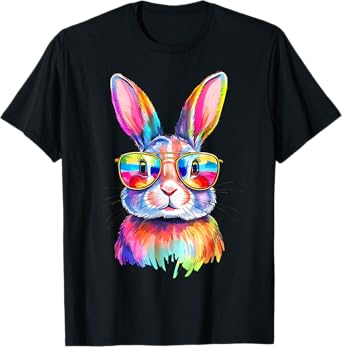 Funny Bunny Easter Rabbit Sunglasses Tie Dye Men Women Kids T-Shirt