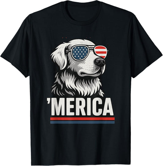 Golden Retriever 4th Of July Merica T-shirt