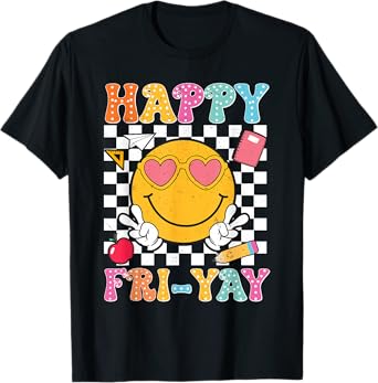 Happy Fri-Yay Groovy Teacher Friday Weekend Fri Yay T-Shirt