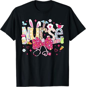Nurse Easter Day Cute Coquette Stethoscope Nursing Easter T-Shirt