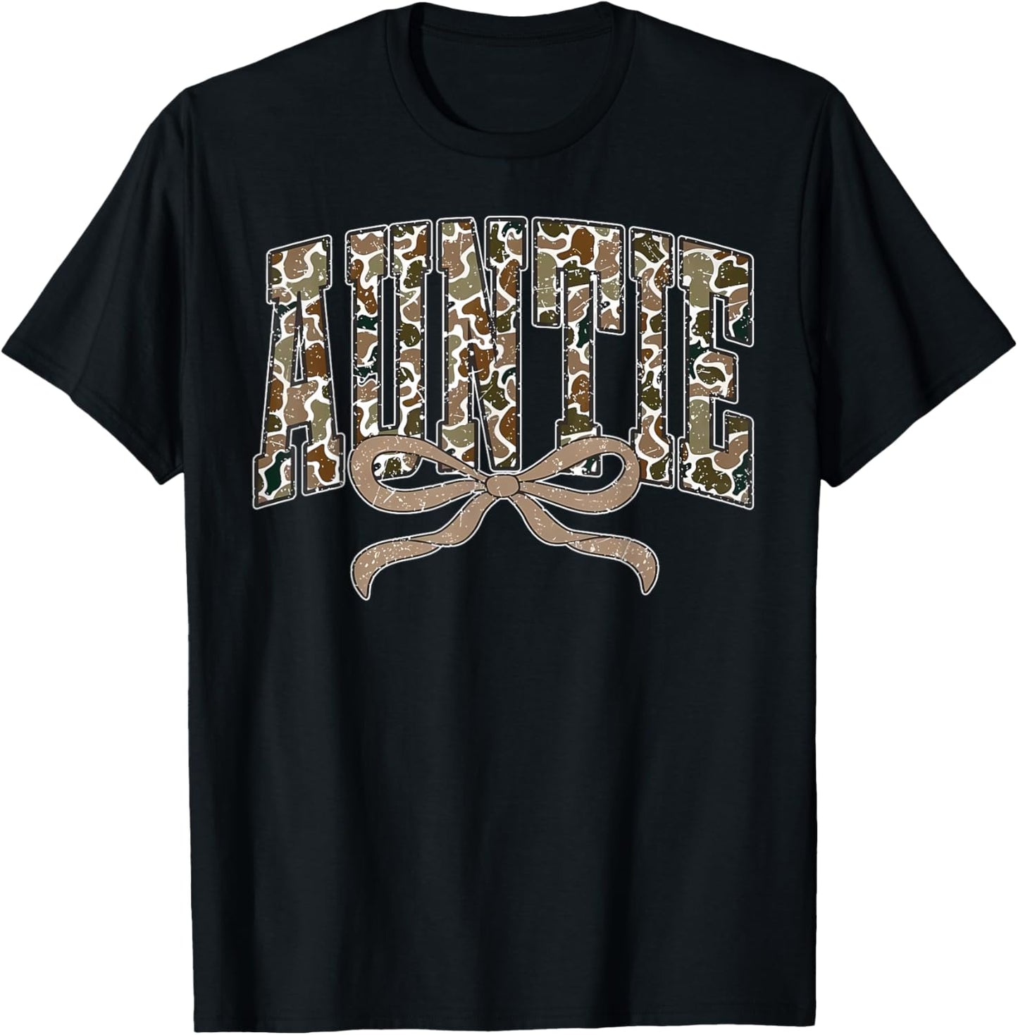 Retro Camo Auntie Coquette Bow Camouflage Auntie New Aunt T-Shirt