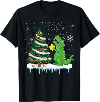 Struggle Is Real Dinosaur T Rex Christmas Tree Star Kids T-Shirt