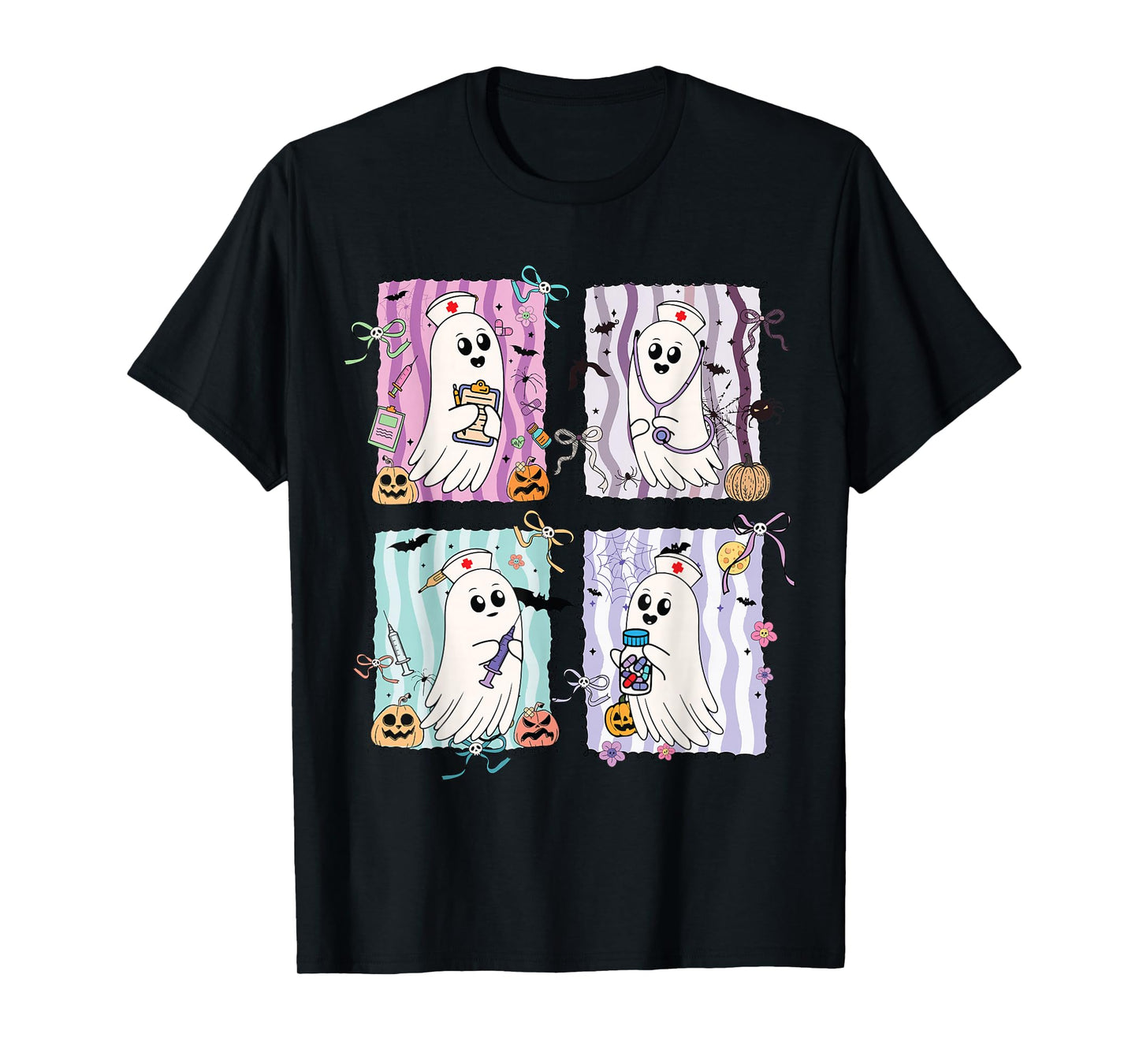 Preppy Nurse Ghosts Halloween Medical Spooky Pastel Design T-Shirt