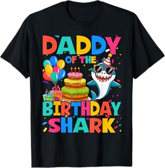 Daddy of the Shark Birthday Dad Matching Family T-Shirt