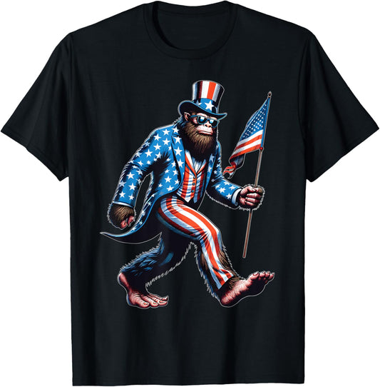 Patriotic Bigfoot Sasquatch 4th Of July Shirts American Flag T-Shirt