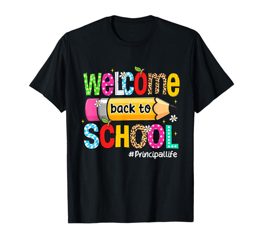 Welcome Back To School Principal Life Leopard T-Shirt