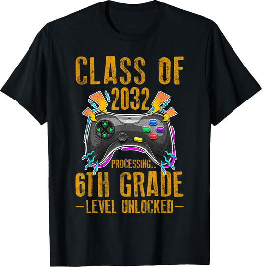 Class Of 2032 Processing 6th Grade Unlocked Game Back School Tee by TeeBrew